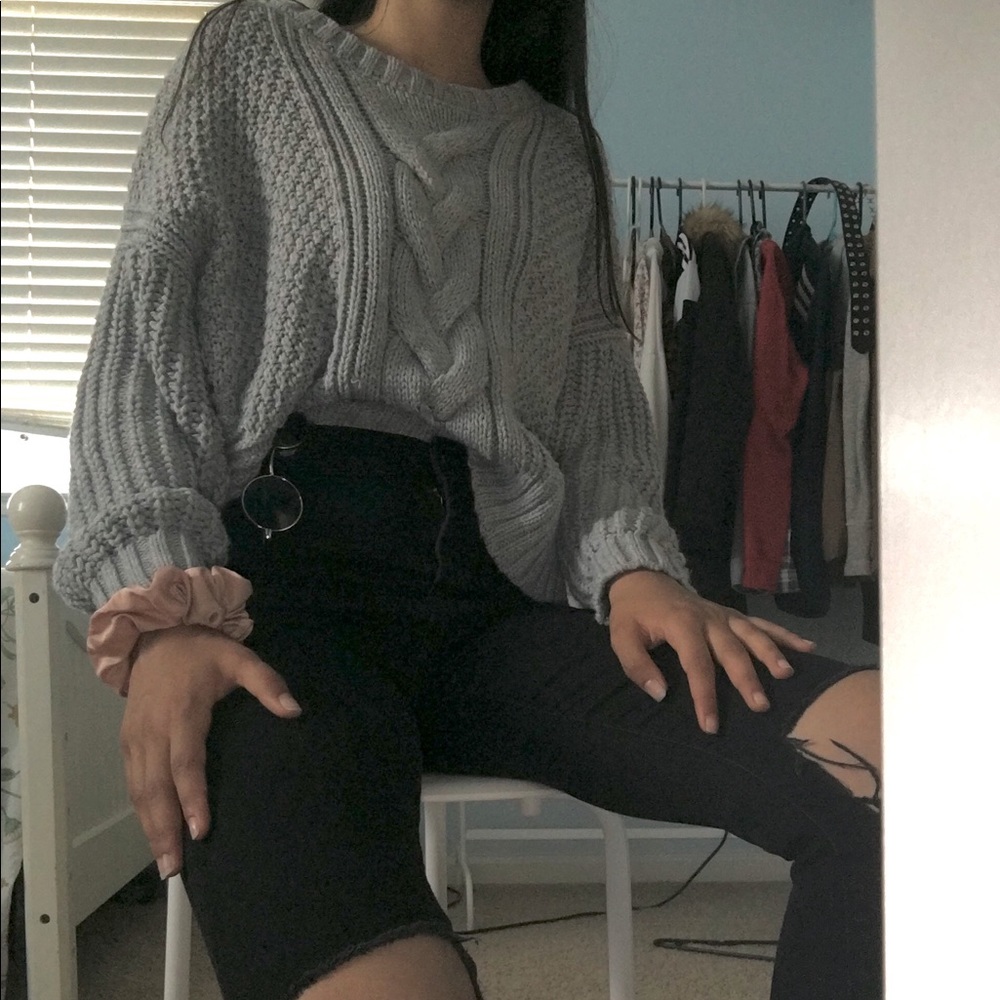 Grey Chunky Oversized Sweater - Garage